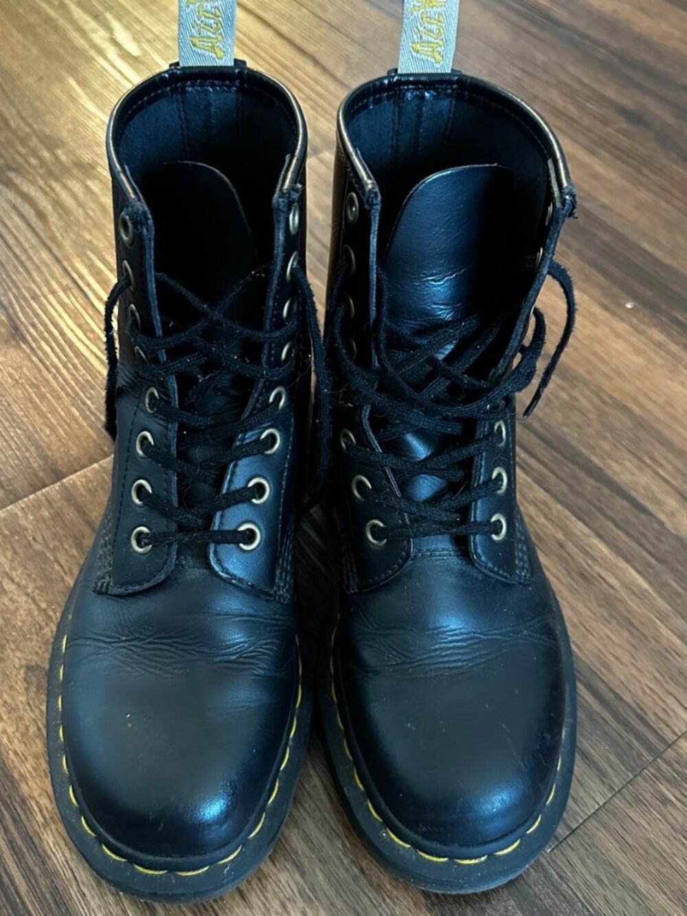 Dr Martens Black Pebbled Leather Lace Up Boots Size 6
